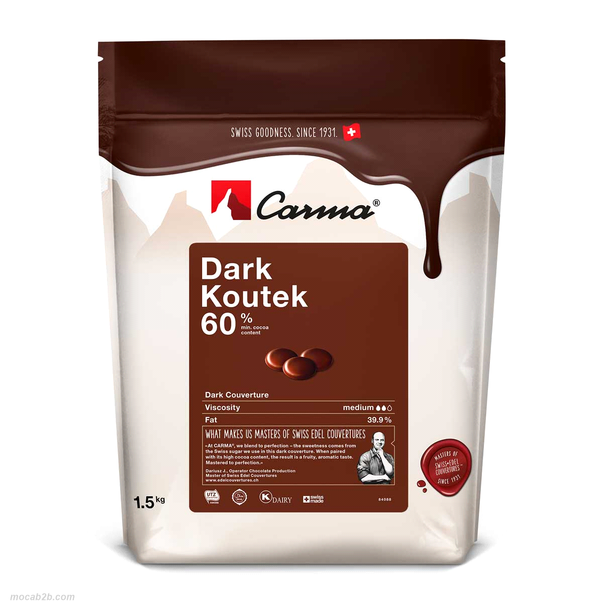 Chiaro gusto di cacao e delicate note di vaniglia. Sentori di frutti di bosco con un leggero gusto amaro. Contiene grassi del latte per una protezione naturale dall