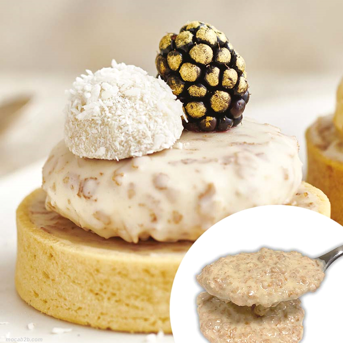 FARCITURA CROCCANTE. Preparato in pasta per farcitura con biscotti a scaglie, mandorle e cocco. Ideale per aggiungere una nota croccante a tutti i dessert. Ideale per farcitura di prodotti di pasticceria quali pralineria, corpi cavi, torte, etc. Ideale anche come fondo per torte fredde. 