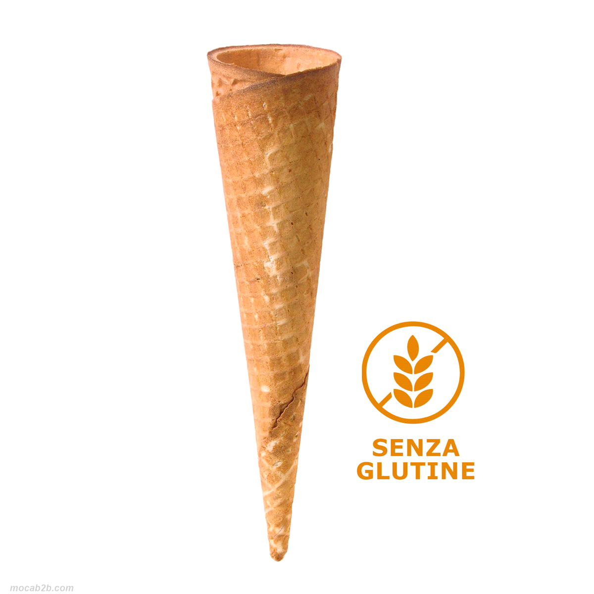 Cono senza glutine. Dimensioni: diametro: 46mm, altezza 180 mm. 