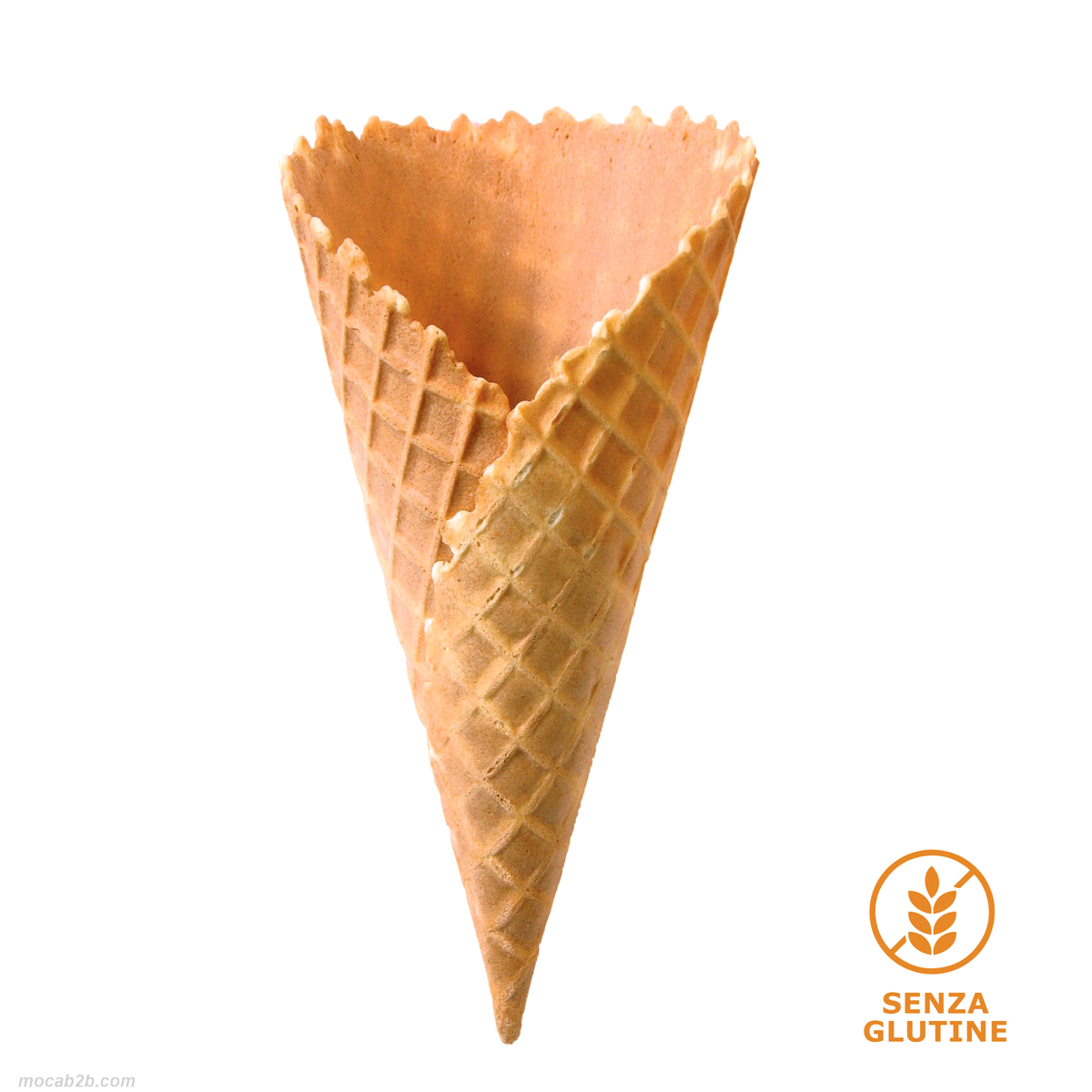 Cono in cialda arrotolato SENZA GLUTINE. Dimensioni: diametro 78mm, altezza 165mm 