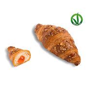 Mini croissant vegano farcito albicocca 45gr. Pronto forno da cuocere a 170°C per 20-23 minuti. 