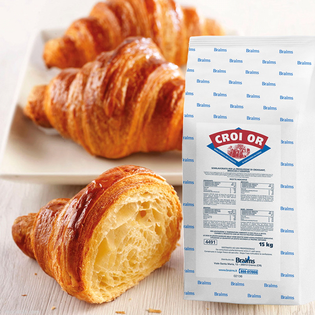 Ingrediente per la produzione di croissant, brioche e prodotti lievitati al burro, a lievitazione giornaliera, prelievitati e congelati. 