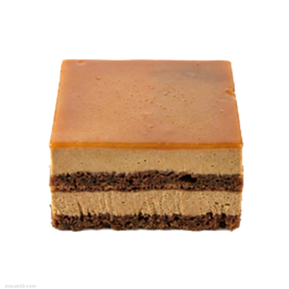 Delicata crema leggera al caramello, accompagnata da un soffice pan di Spagna al cacao, arricchita da
una bagna aromatica al caffè espresso. Glassa al caramello. 