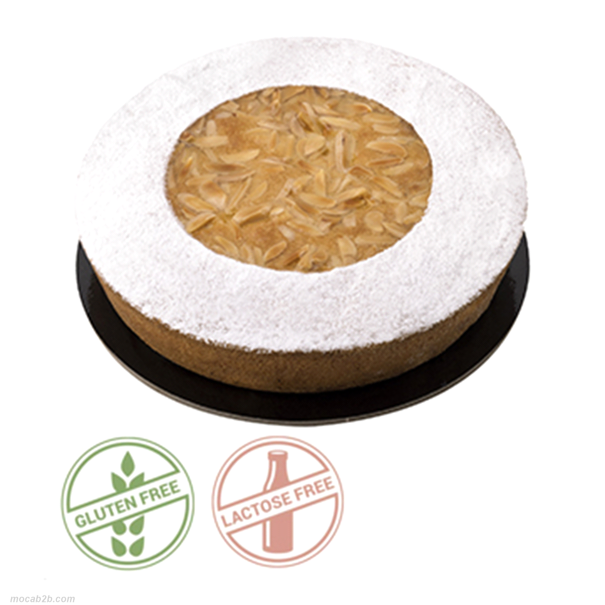 Sottile strato di frolla al burro farcita da una confettura extra di lamponi e ricoperta da un morbido frangipane alle mandorle. Decorata con croccanti scaglie di mandorle tostate SENZA GLUTINE E SENZA LATTOSIO. 350 gr. cad. 
