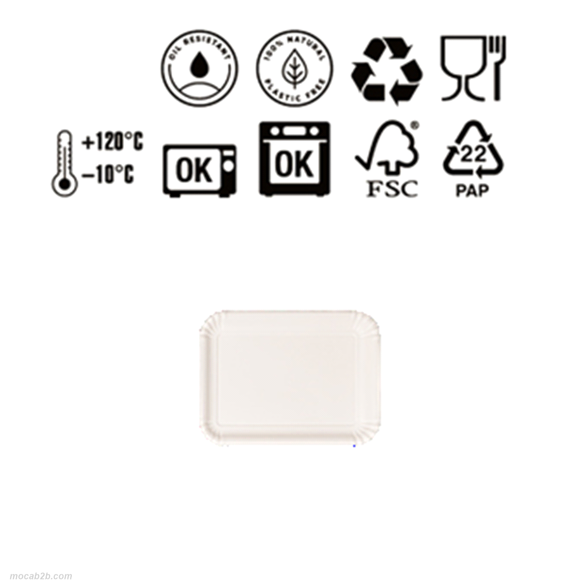 100% da pura cellulosa FSC, non contiene plastica, è riciclabile e certificato per contatto diretto con alimenti. Idoneo x refrigerazione e x riscaldamento in forno e microonde 