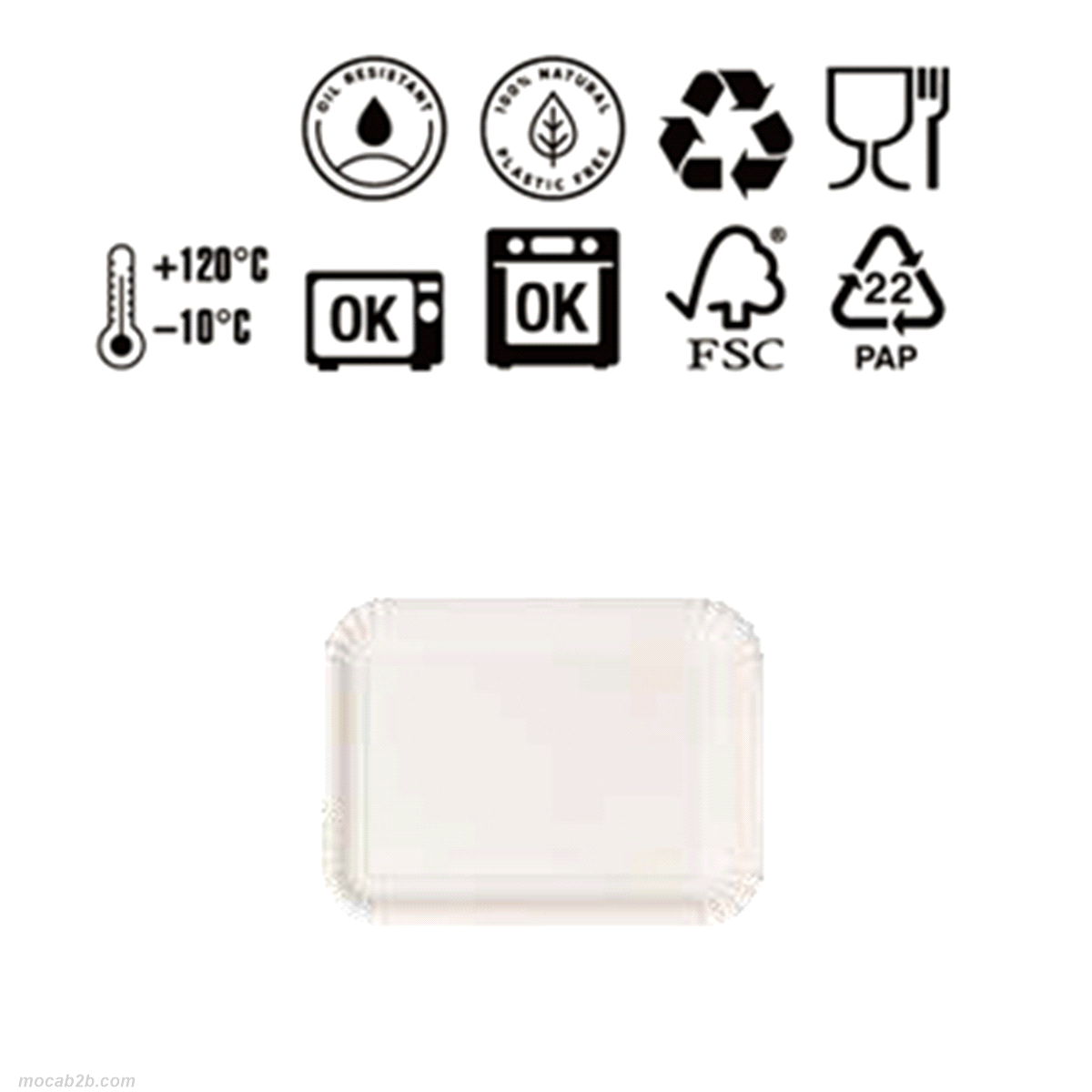 100% da pura cellulosa FSC, non contiene plastica, è riciclabile e certificato per contatto diretto con alimenti. Idoneo per la refrigerazione e per il riscaldamento in forno e microonde 