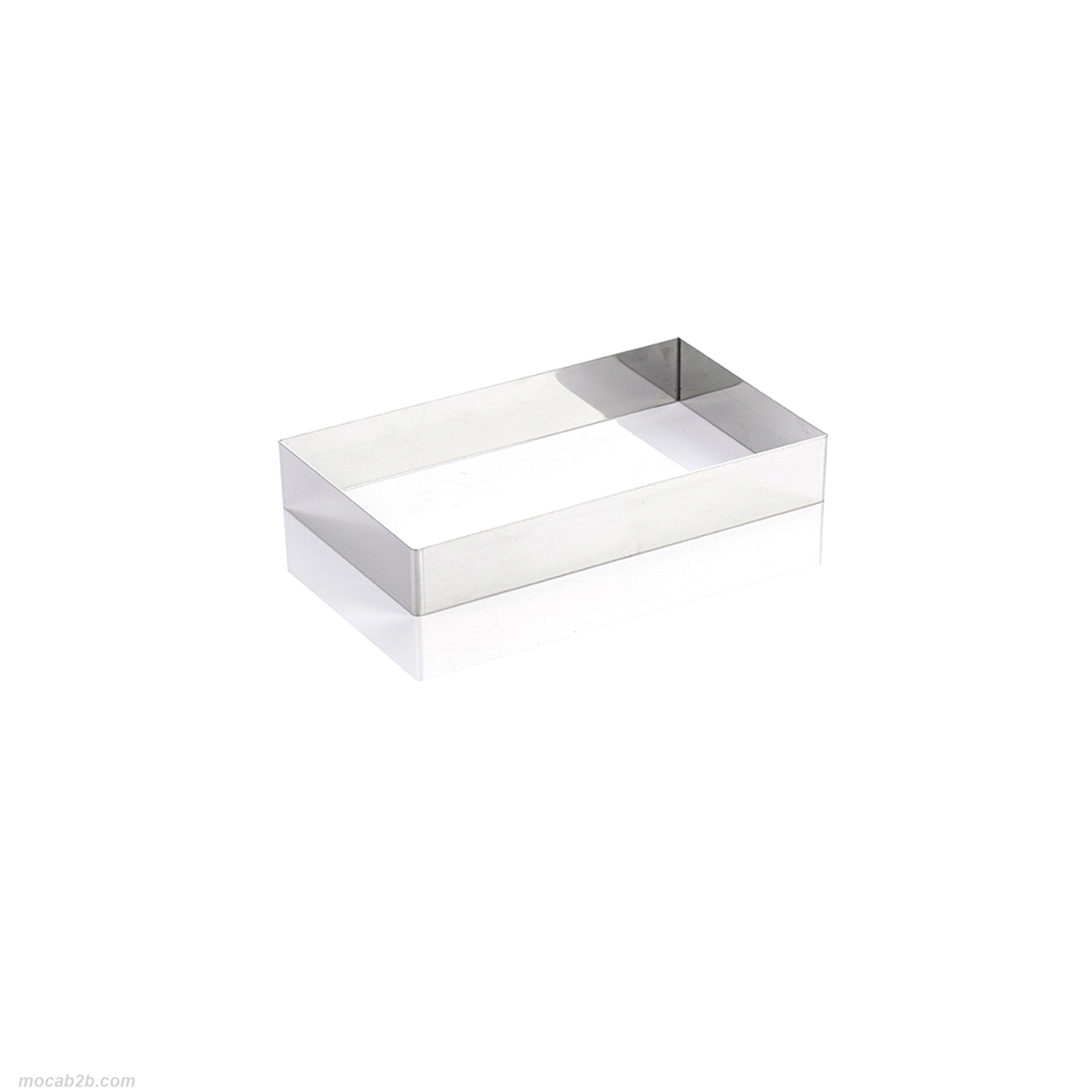 Fascia rettangolare in acciaio inox AISI 304 per torte, perfetta sia per la cottura che per il congelamento. 