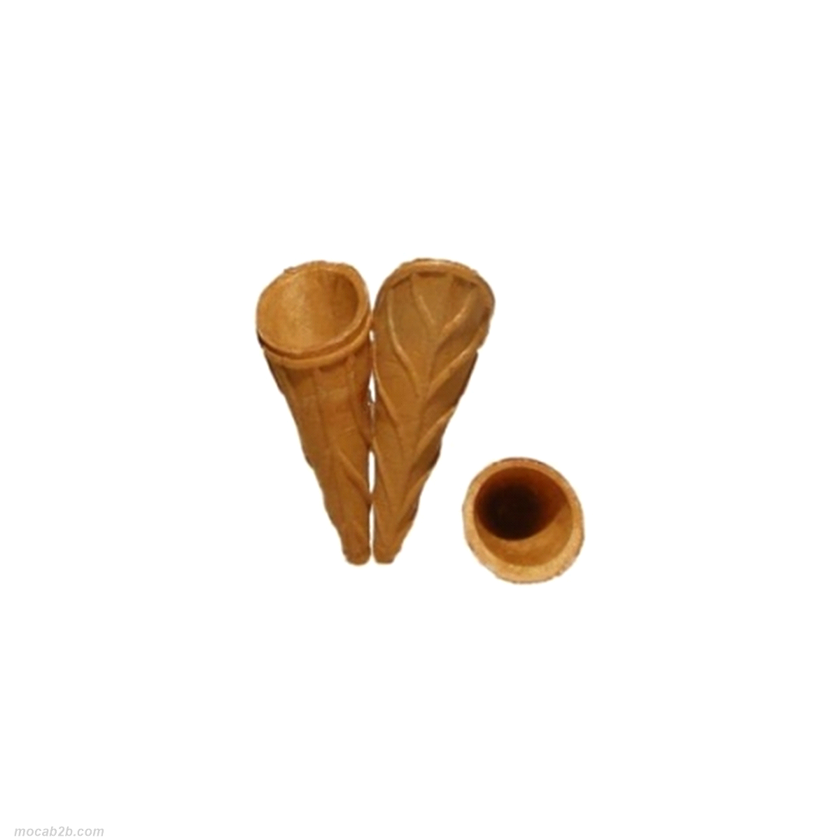 Cono wafer mini. Dettagli tecnici (dimensioni espresse in mm.): h. 50 / 68 - diam. est. 25 int. 21
 