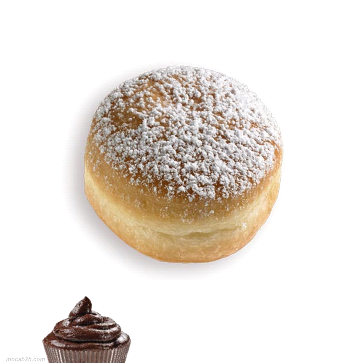 Bomboloni mignon farciti al cioccolato 25 g./cad. Scongelamento 2 ore a temp. ambiente (max 25° C) 