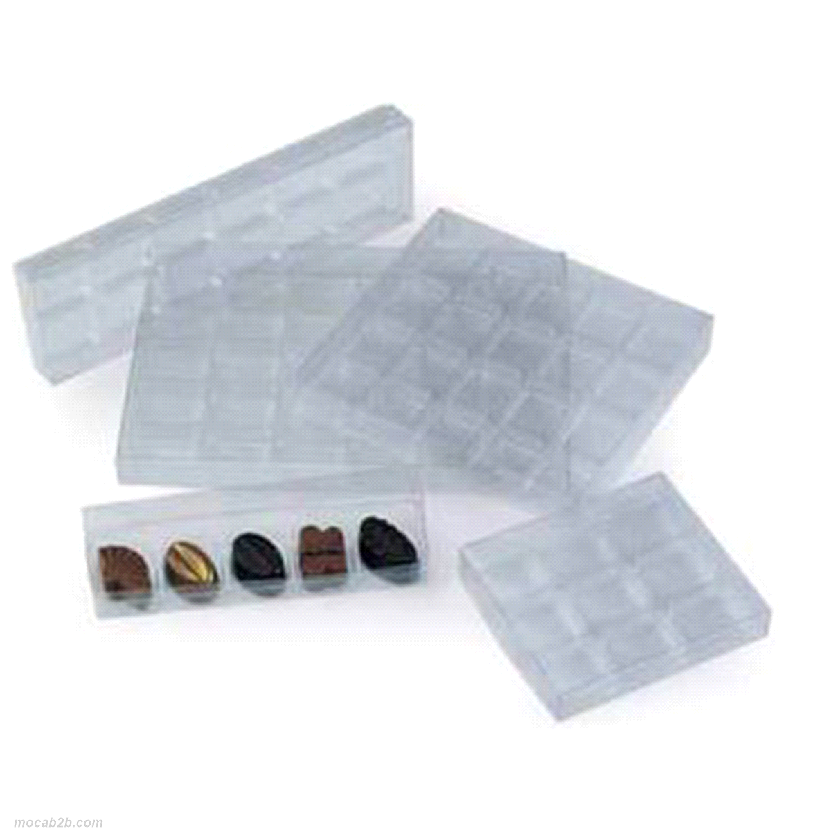 SCATOLA CIOCCOLATO TRASPARENTE 5 ALVEOLI x25pz MARTELLATO