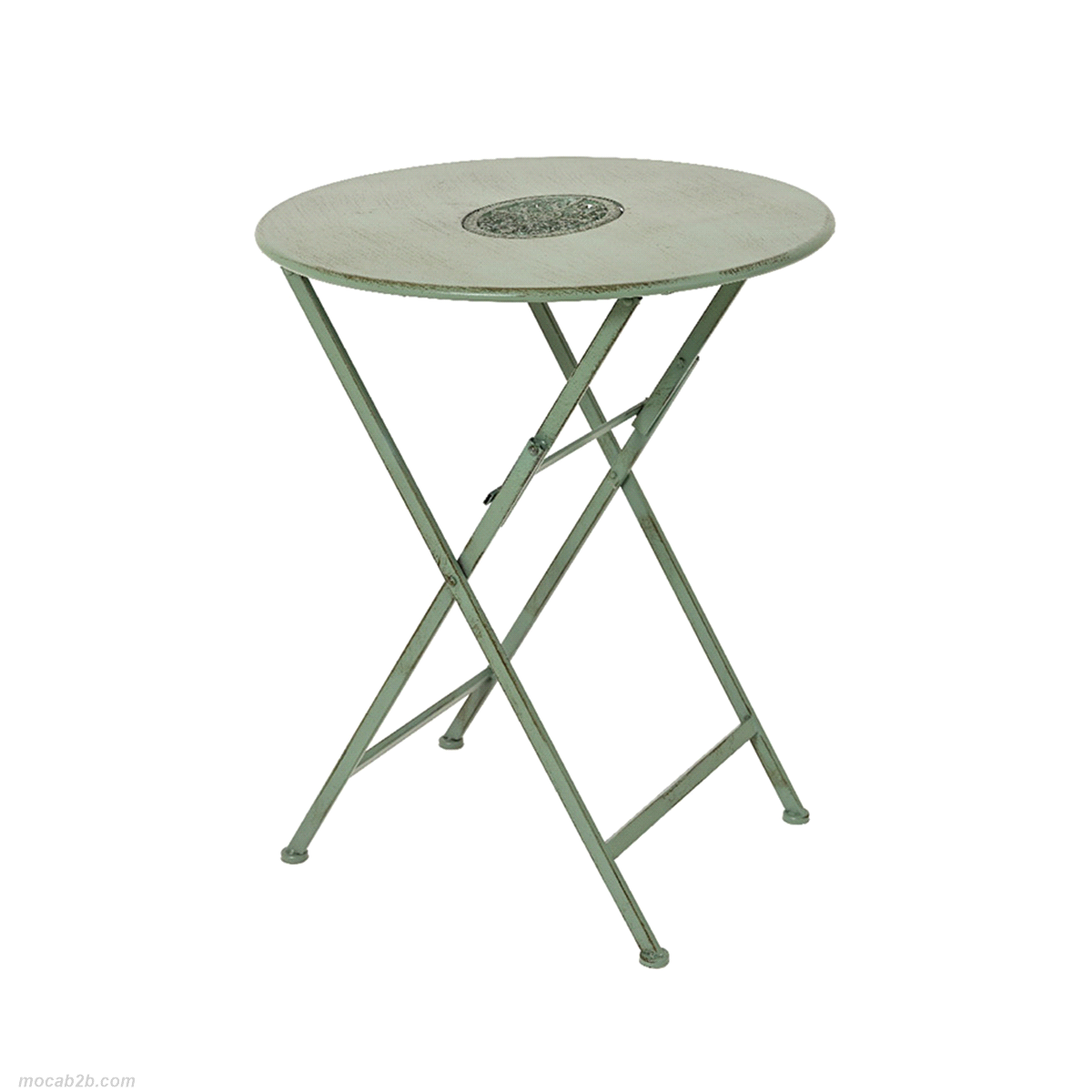 TAVOLINO VERDE ANTICO IN ACCIAIO @58 h.73cm