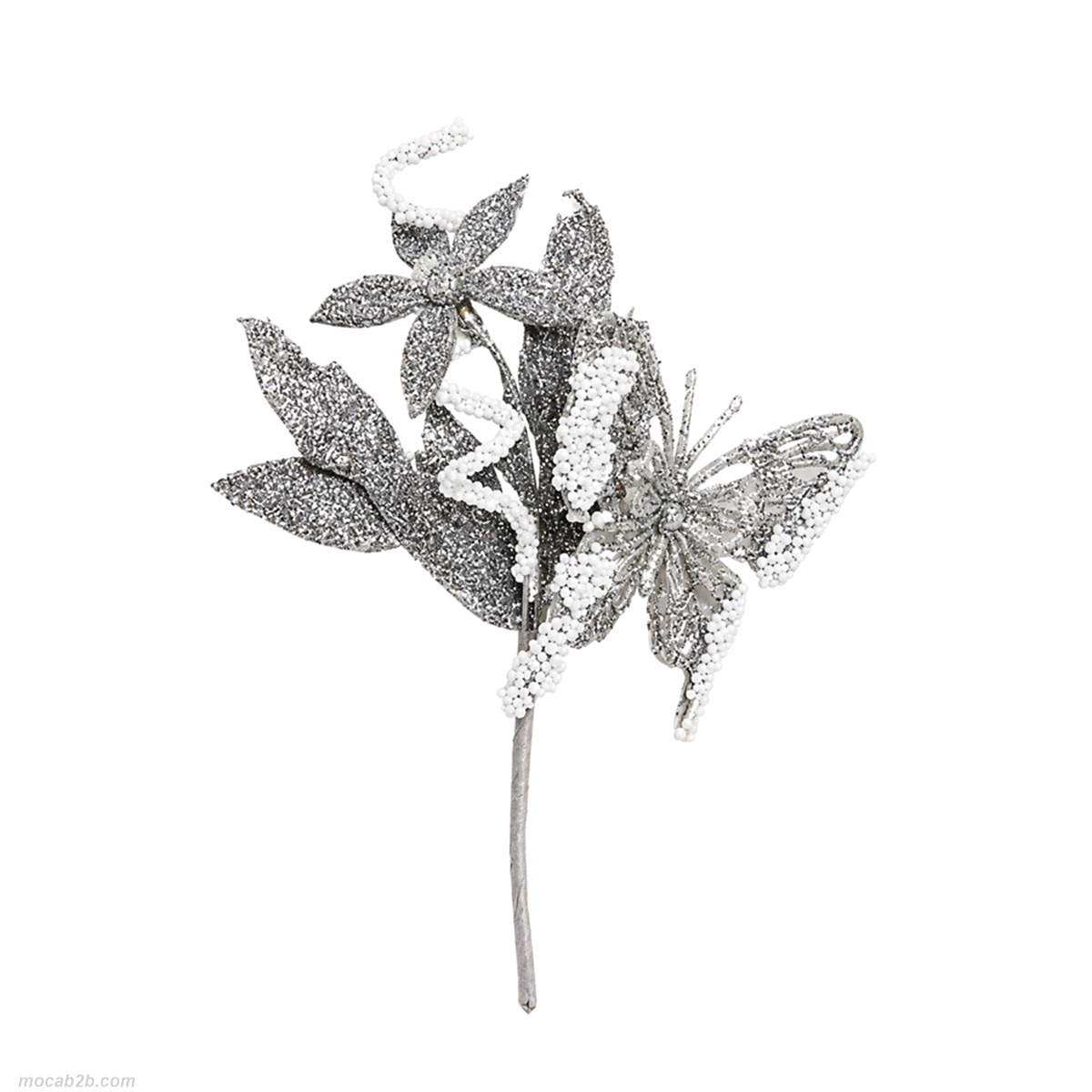 MINI PICK FARFALLA GLITTER ARGENTO