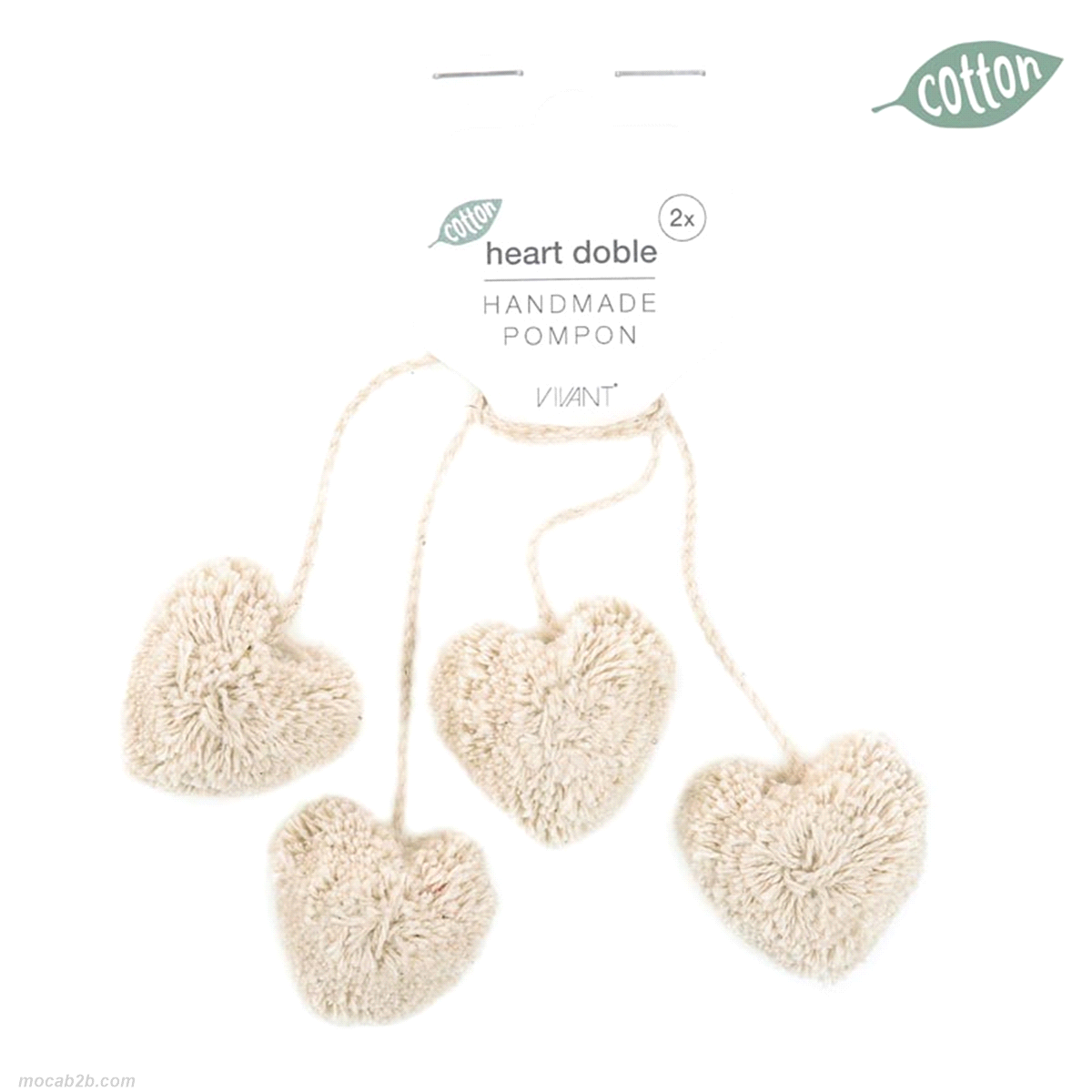 HEART DOBLE POMPON AVORIO x 2pz