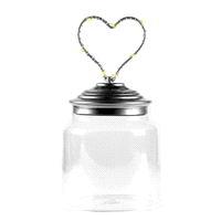 barattolo con cuore argento LED, 22 cm 