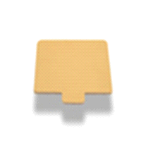 Monoporzioni oro realizzate in cartone monogetto accoppiato con film poliestere oro. Dimensioni: 7x7 cm 