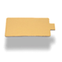 Monoporzioni oro realizzate in cartone monogetto accoppiato con film poliestere oro. Dimensioni: 12x55 cm 