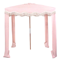 Gazebo laurens a righe rosa. Dimensioni: 1,95mt x 1,5mt h.1,95mt. Struttura leggera in alluminio e nylon.4 pioli da spiaggia inclusi.Dotato di tracolla, facilmente trasportabile. 