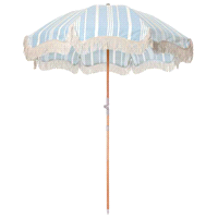 Ombrellone da spiaggia vintage a righe blu. Dimensioni: 1,9mt x 2,2mt h1,85mt.Borsa a tracolla per il trasporto.Resistente all