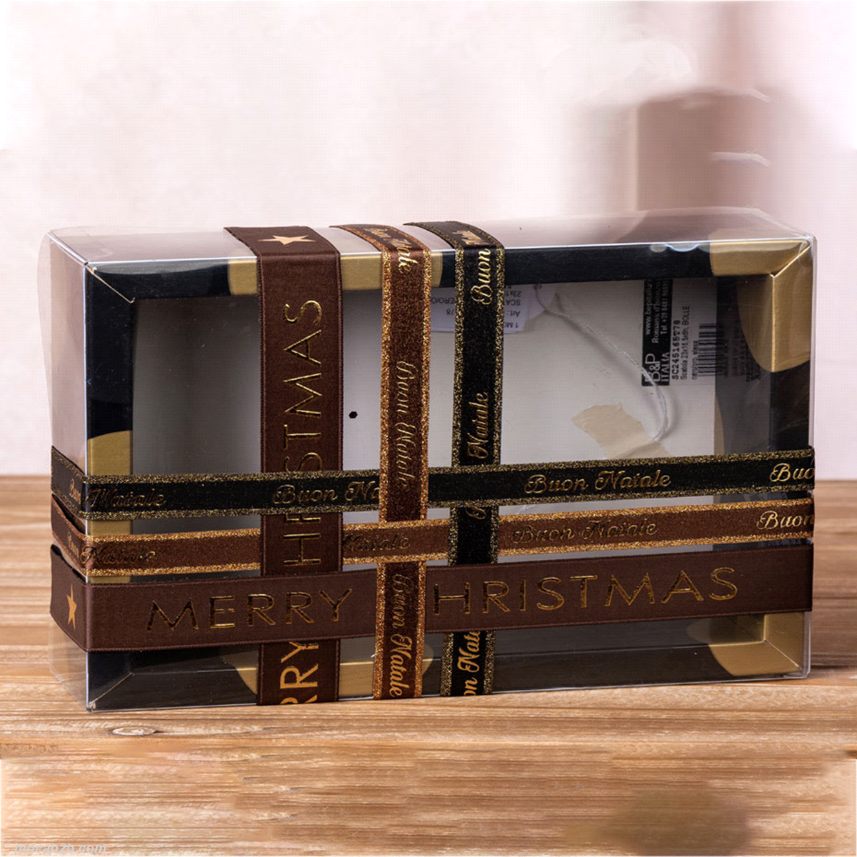 SCATOLA BOLLE NERO/ORO STESA 23x16h6 