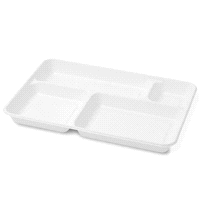 Vassoio monouso, polpa cellulosa, biocompostabile, bianco, 4 comparti, 120°- 30