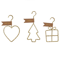 Cuore, albero, pacco oro assortiti da appendere h.8m. 