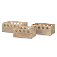 Cassette legno sbiancate con fiori set x 3 pezzi. Misure: 29x20h13cm/35x26h15cm/....... 