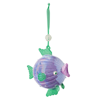 Pesce vetro fuxia/viola da appendere h. 11cm. 