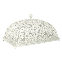 Contenitore avorio metallo con motivo a fiori. Misure:40x25x24 