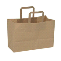 Shopper in carta sealing millerighe avana di pura cellulosa con manico piattina, a base larga ideale per vassoi e contenitori per il food.  gr.100. (cartone da 200pz) 
