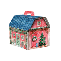Casetta acquerello per pacchi natalizi. Misure: 33x27x29. 