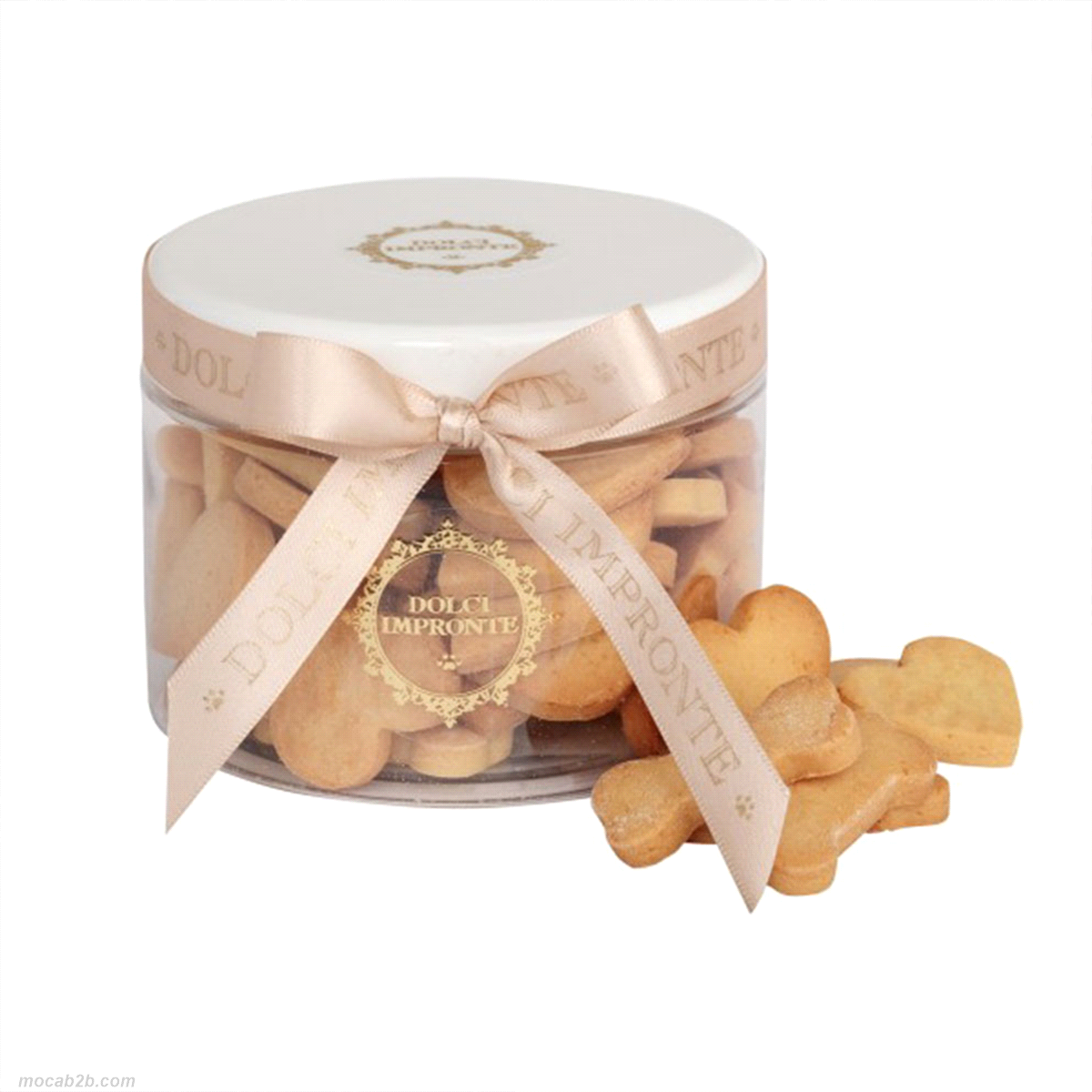 Biscotti mignon in pasta frolla fatti a mano uno ad uno,per cani di piccola e media taglia, confezionati in un vaso di PET riciclabile. 