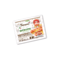 Würstel misto di pollo e suino. Senza glutine. Senza latte. Senza glutammato aggiunto. Confezione sottovuoto, 4 pezzi da 25g, senza pelle. Formato: 0,10 kg - ct da: 36 pz - unità di vendita: 1 ct. 