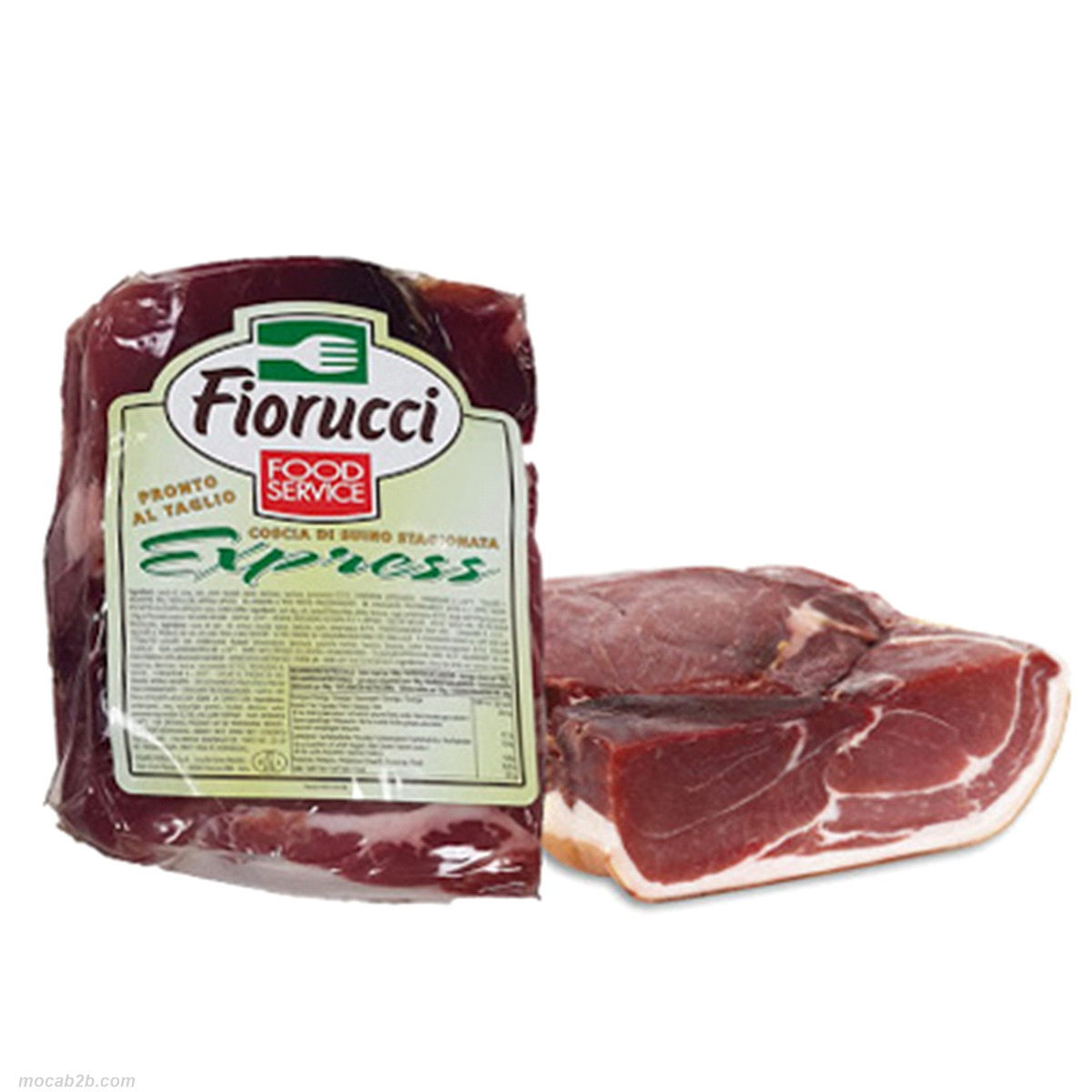 Prosciutto crudo stagionato. Stagionatura minima 5 mesi. Disossato, pressato in
uno stampo, tagliato a metà e confzionato in  sottovuoto.
Formato: 2,6 kg -  ct da: 2 pz - unità di vendita: 1 pz. 