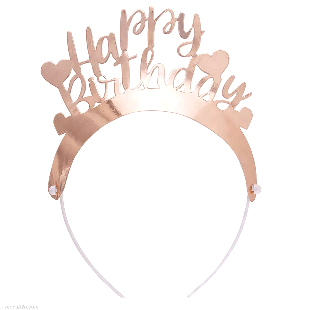 Tiare buon compleanno metallo rosa/oro. Busta da 4 pezzi. 