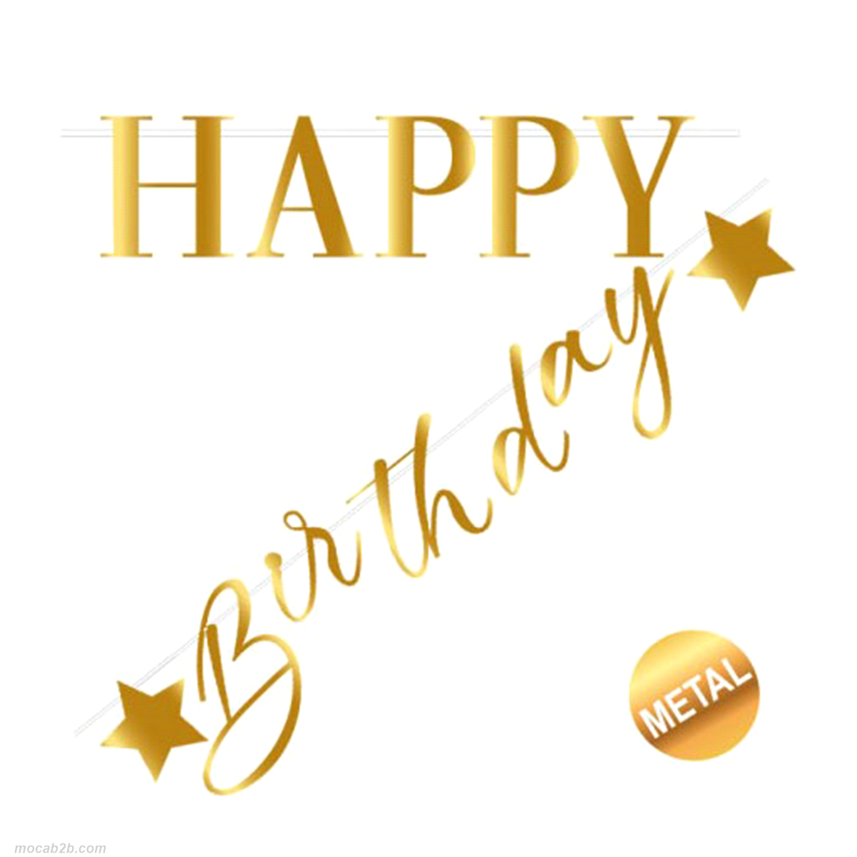 Festone happy birthday (2 scritte separate) oro metal. 2mt. 