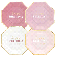 Piatti carta happy birthday to you rosa iin quattro modelli assortiti x 8 pezzi, diametro 24cm. 