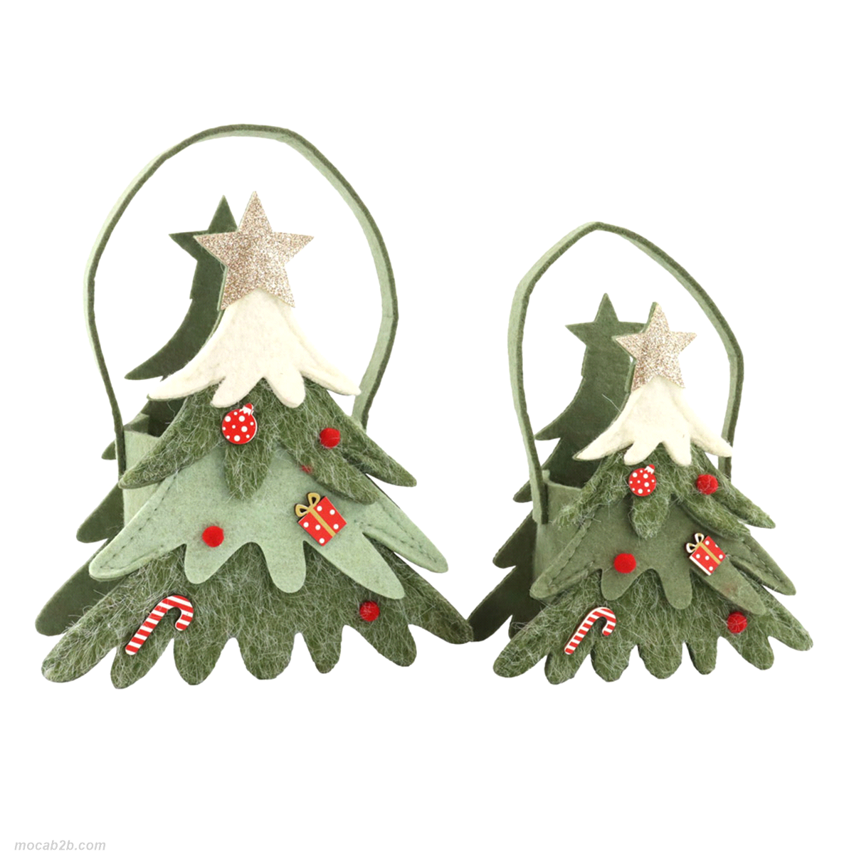 SET 2 BORSE EVERGREEN TREES IN FELTRO 18x9x19/14x7x15 