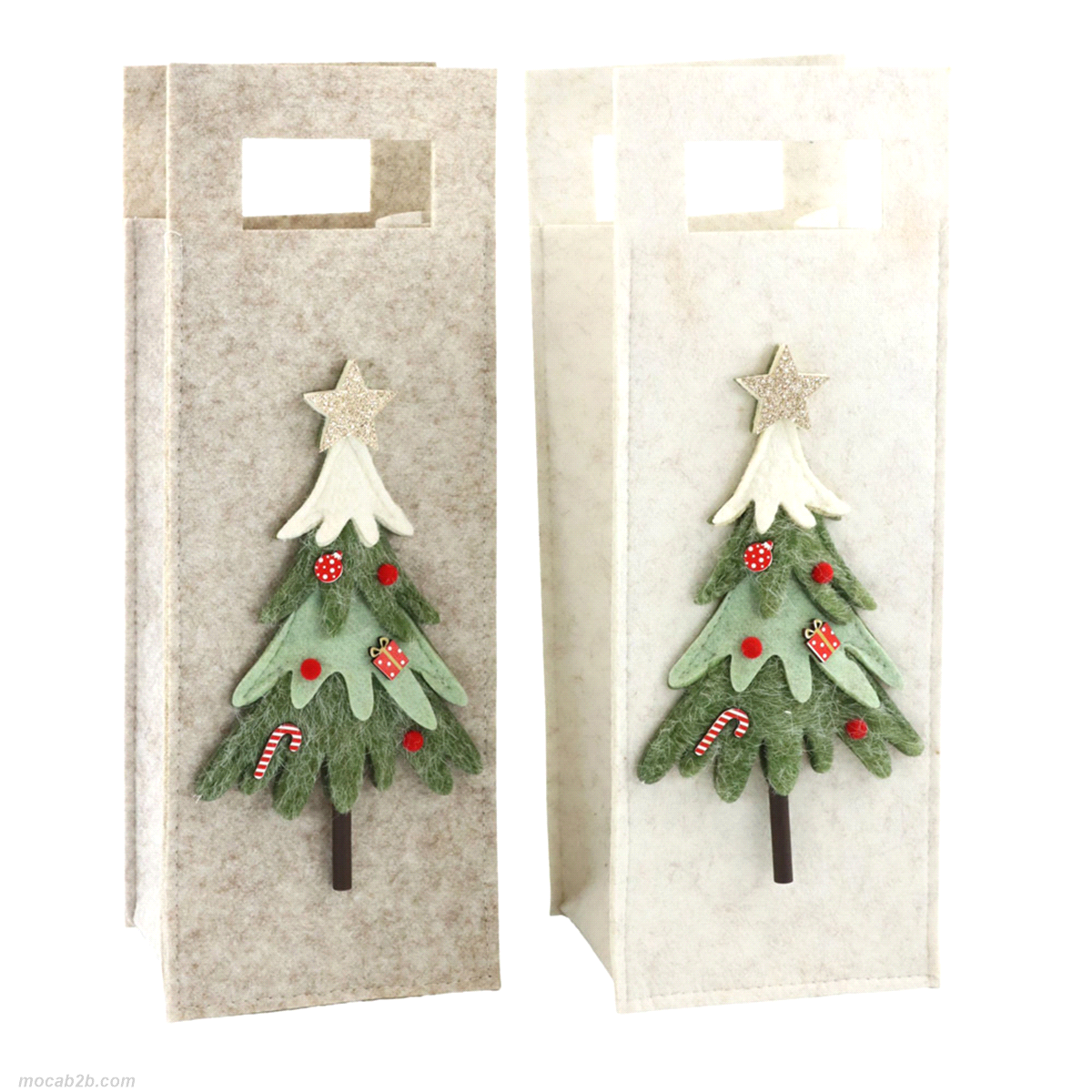 SET 2 BORSE EVERGREEN TREES IN FELTRO 14x11x37 