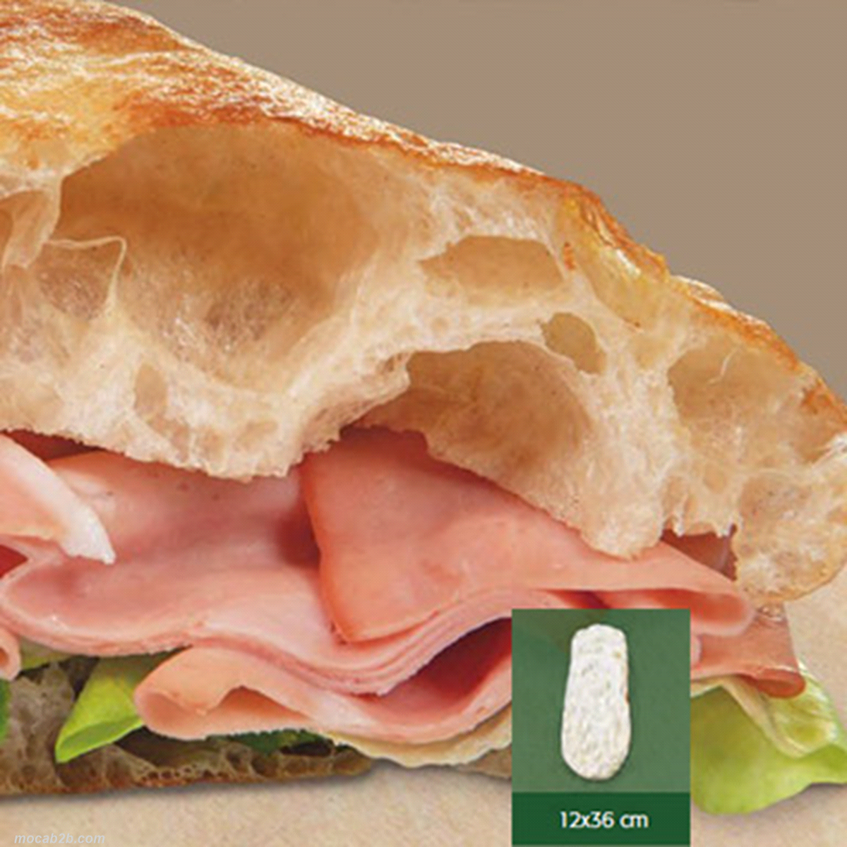 Sandwich Scrocchiarella è pretagliato e precotto, la forma llungata consente di eseguire più sandwich tagliandola nelle misure desiderate. Grano tenero. Pronta in pochissimi minuti. 