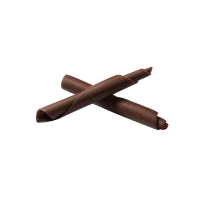 Cioccolato fondente. Lunghezza: 45 mm. Diametro: 7,0 mm. Peso di una singola decorazione: 1,75 g (circa) 