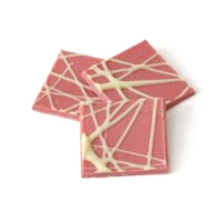  cioccolato ruby. Forma: quadrato 30x30 mm.Peso netto al pezzo: 2,50 g. 