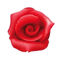 Rose in marzapane rossa. Diametro: 25 mm. 
