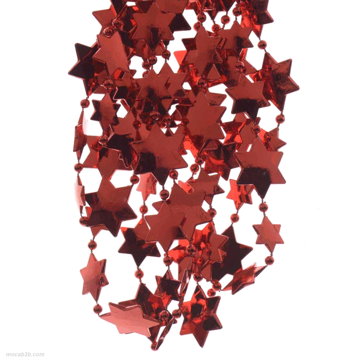 Ghirlanda di stelline rosso Natale in plastica. Misura: 270cm @ 2,6cm. 