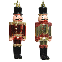 Schiaccianoci infrangibile glitterato rosso e/o oro da appendere h.12,5 cm. 