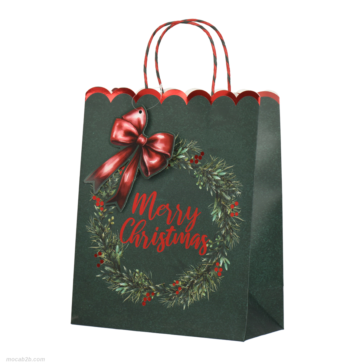 BORSA REGALO VERDE GHIRLANDA 12x6x16 
