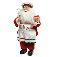 Babbo Natale cuoco rosso e bianco in polyestere misure 24x14 h45cm. 