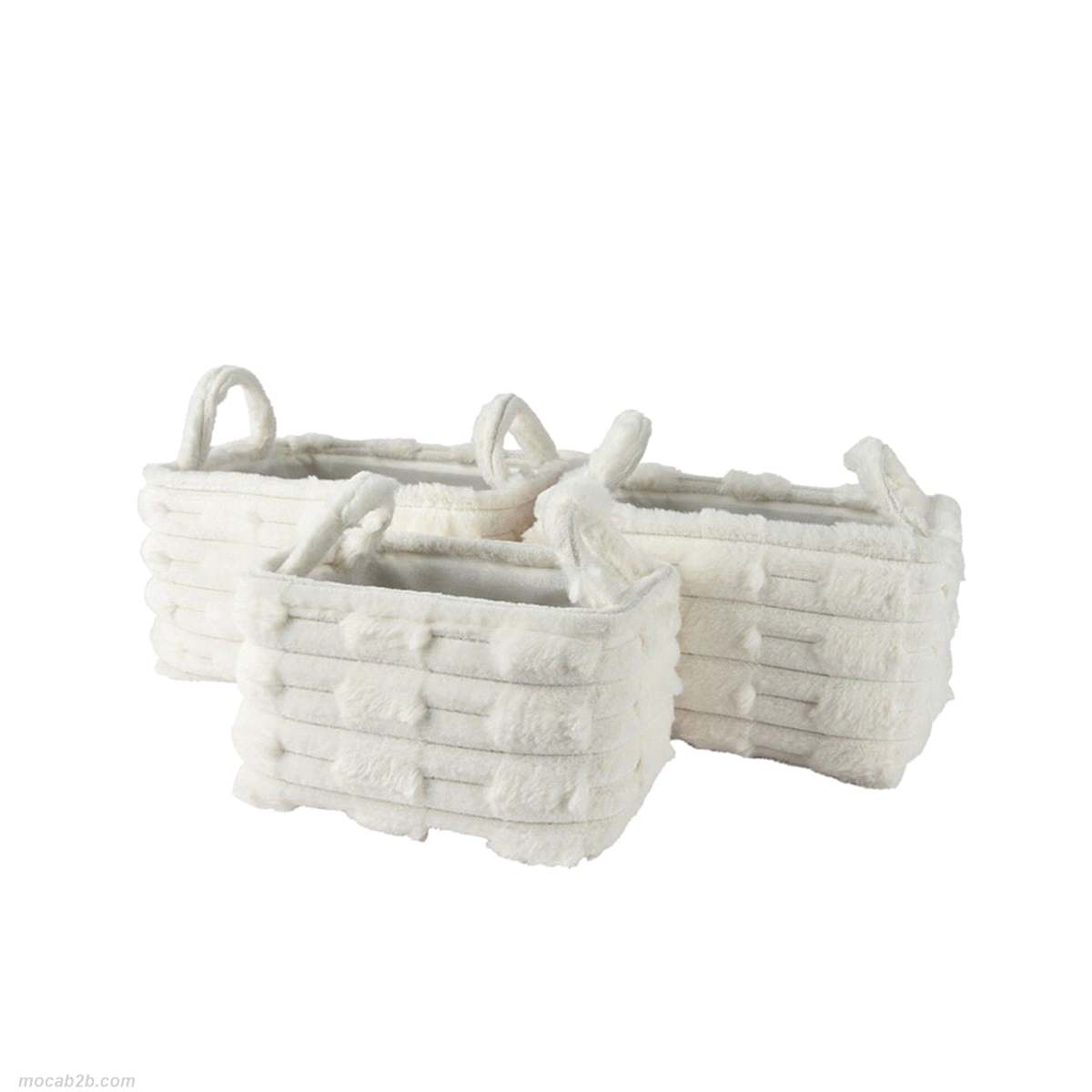 Set 3 cesti bianco sporco in polyester. Misure: 30x40 h. 22cm. 