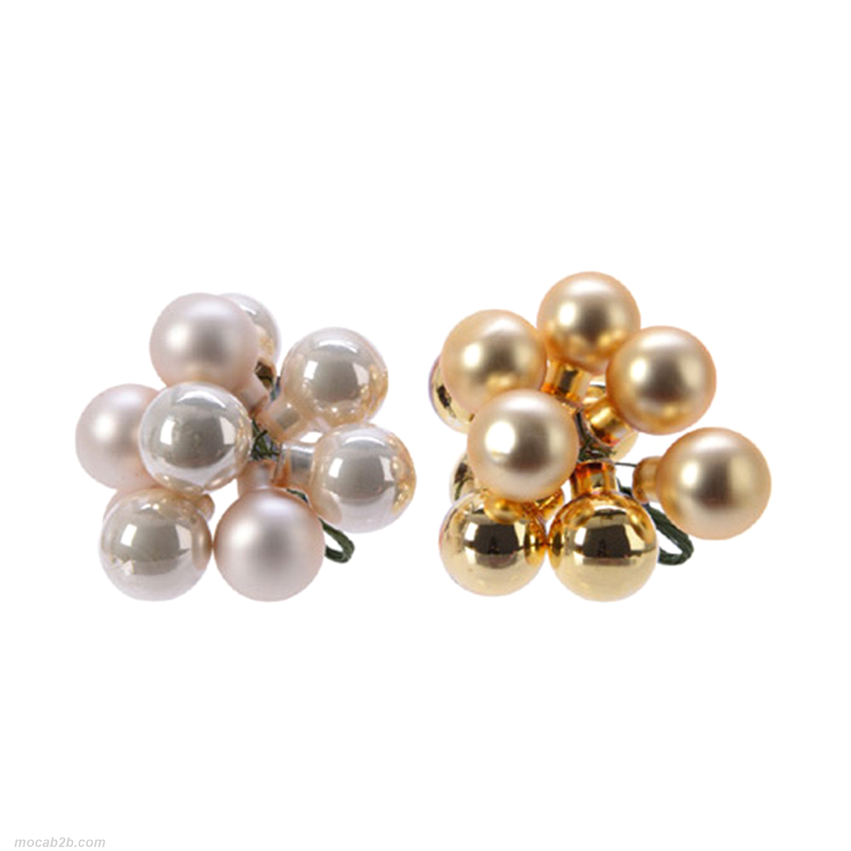 PALLINE PERLA/ORO CHRISTMAS GRAPPOLO IN VETRO @2 
