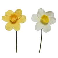 Fiore polyester decorativo in due colori assortiti giallo e bianco h.39cm. 