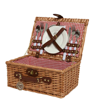 Set da picnic in cesto di vimini marrone 38x26 h.18cm. 